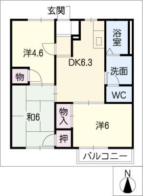 サニーパレス(3DK/1階)の間取り写真