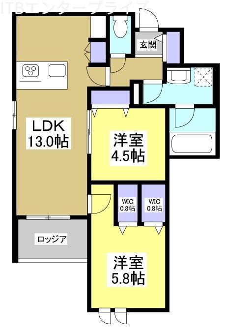レジデンスリノア(2LDK/3階)の間取り写真
