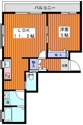 メゾン旭(1LDK/1階)の間取り写真