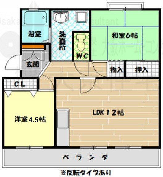 エスポワール八尾陽光園(2LDK/2階)の間取り写真