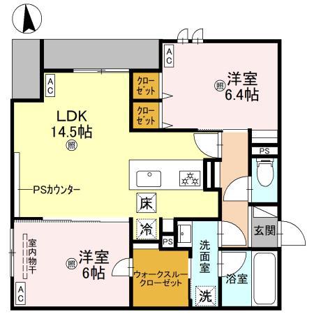 ココルトリシア(2LDK/1階)の間取り写真
