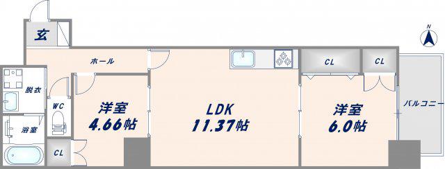 ARCENCIEL SQUARE TAKAIDA(2LDK/5階)の間取り写真