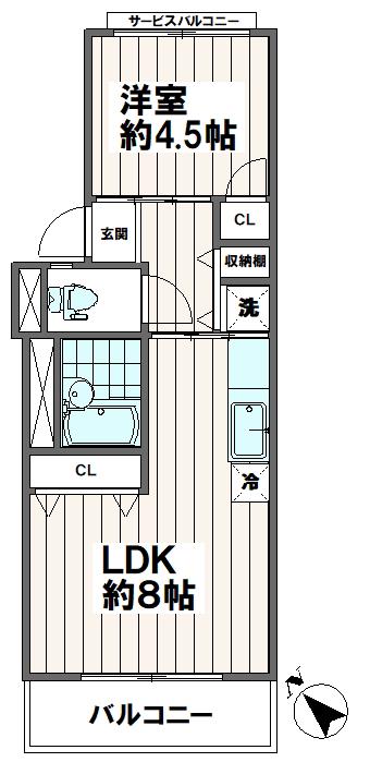 大洋大塚マンション(1LDK/1階)の間取り写真