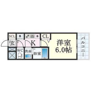 プレサンス新神戸駅前(1K/6階)の間取り写真