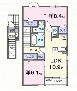 ホワイトクオーレ(2LDK/2階)の間取り写真
