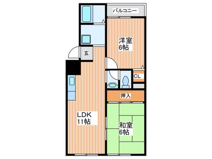 ノルエスタ上島1号館(2LDK/3階)の間取り写真