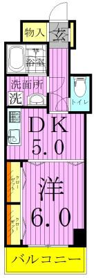 アーバンレックス西新井Ⅱ(1DK/4階)の間取り写真