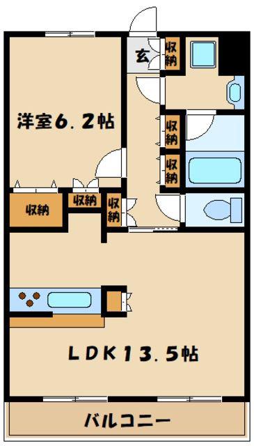 キュロコ玉川学園 東棟(1LDK/3階)の間取り写真