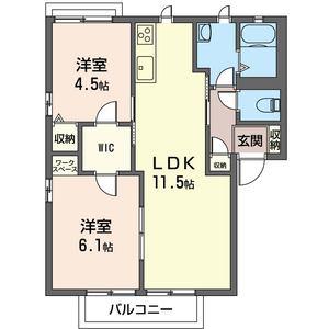 エクレール壱番館(2LDK/1階)の間取り写真