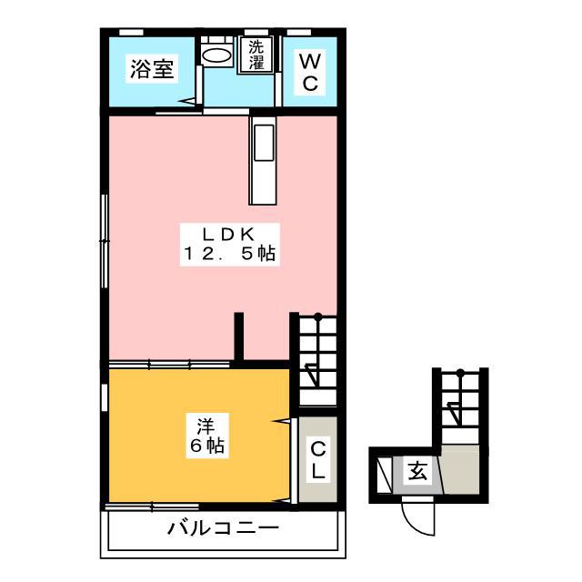 幸ハウス(1LDK/2階)の間取り写真