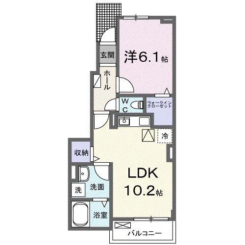 リビングフォレストT(1LDK/1階)の間取り写真