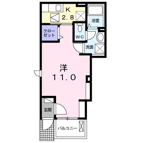 メゾンABECYUII(1K/1階)の間取り写真