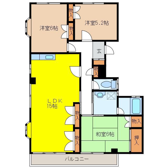 並木3丁目ダイゴハイツ(3LDK/3階)の間取り写真