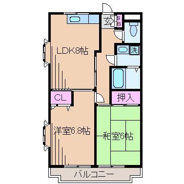 サンライズ(2LDK/3階)の間取り写真