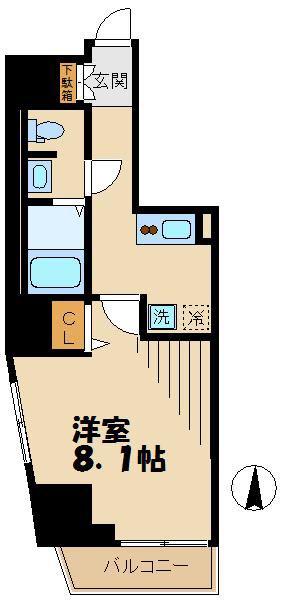 マーロ府中レジデンス♯R(1K/9階)の間取り写真