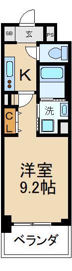 コローレ枚方(1K/10階)の間取り写真