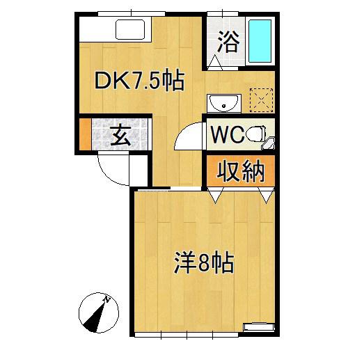 コーポ鷹揚(1DK/2階)の間取り写真