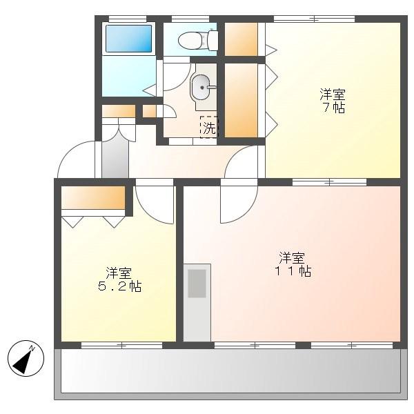 町田コープタウン11号棟(2LDK/2階)の間取り写真