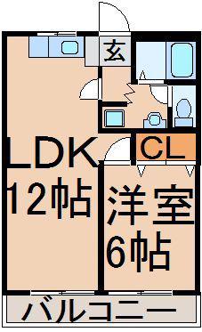 屋城ハイムA(1LDK/1階)の間取り写真