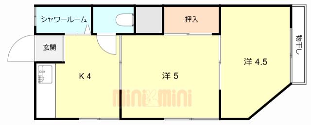 北原マンション(2K/3階)の間取り写真