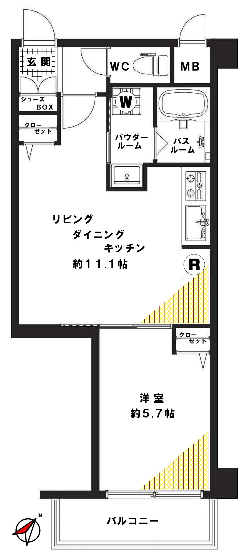 クレール市川(1LDK/3階)の間取り写真