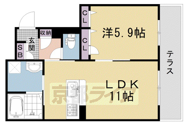 セントリヴィエ京都嵐山III(1LDK/1階)の間取り写真