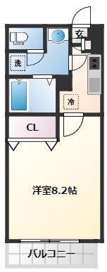 アリュール通町(1K/3階)の間取り写真