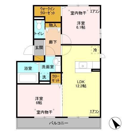 グレイス B(2LDK/3階)の間取り写真