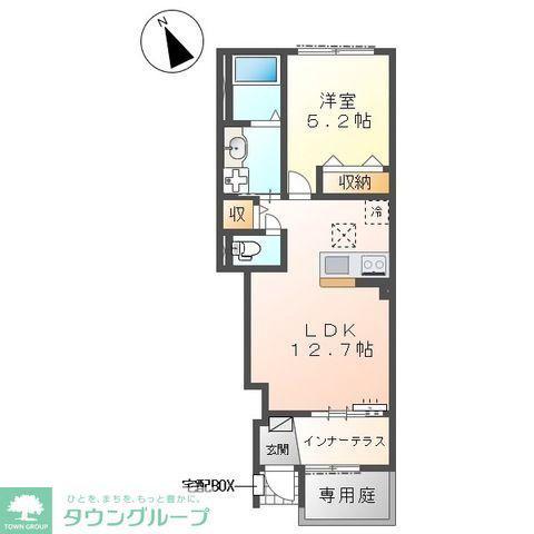 越谷市宮本町 アパートIV期工事(1LDK/1階)の間取り写真