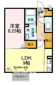 アヴニール大手(1LDK/2階)の間取り写真