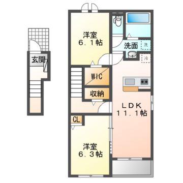 メゾン ドゥ エスポアール I・II・III(2LDK/2階)の間取り写真