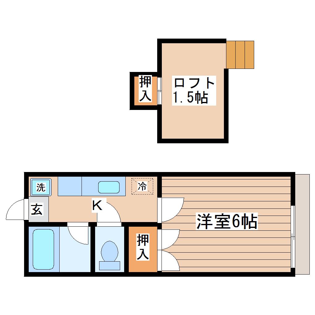 アーバンシティ長命ヶ丘(1K/2階)の間取り写真