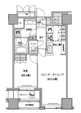 ウエストパークタワー池袋(1LDK/3階)の間取り写真