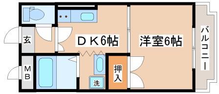 サンライフ松田(1DK/2階)の間取り写真