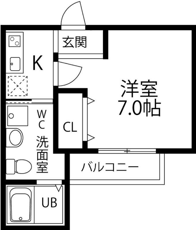 ウイング住之江(1K/3階)の間取り写真