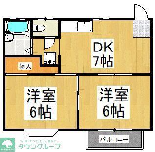 プロミネント小川(2DK/1階)の間取り写真