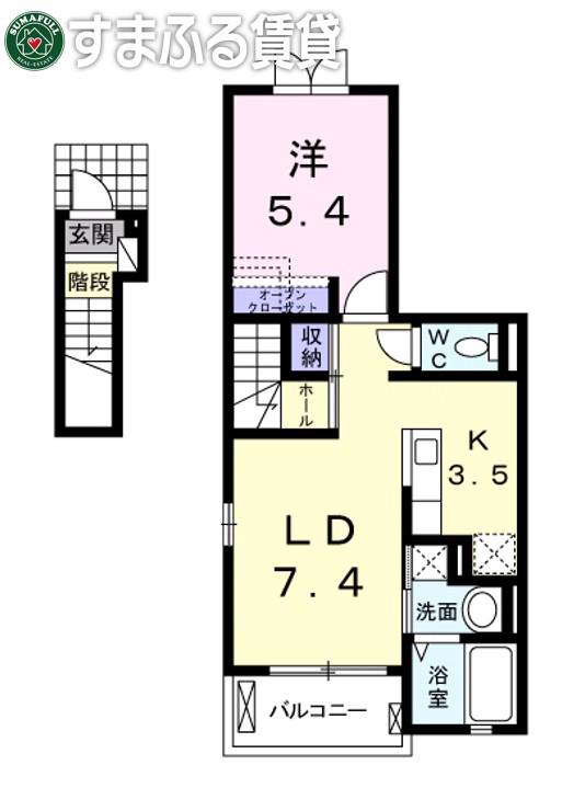 ヴィラ庄司田(1LDK/2階)の間取り写真