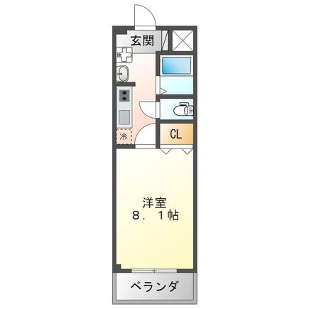 フローリッシュII(1K/1階)の間取り写真