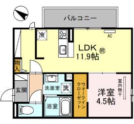 アルブル コート(1LDK/1階)の間取り写真