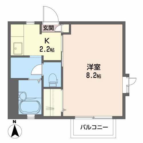 スプリング杉山(1K/2階)の間取り写真