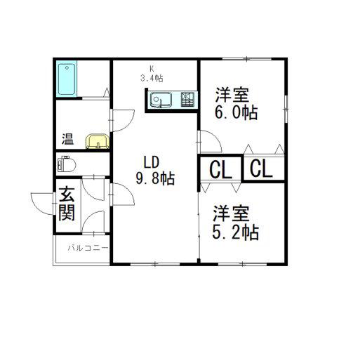 リヴィエール(2LDK/1階)の間取り写真
