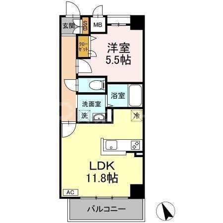 ベルファミーユ高根台II(1LDK/5階)の間取り写真