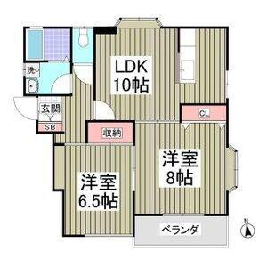 キャッスルC(2LDK/1階)の間取り写真