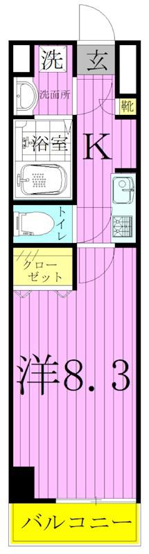 釜鳴マンション(1K/5階)の間取り写真