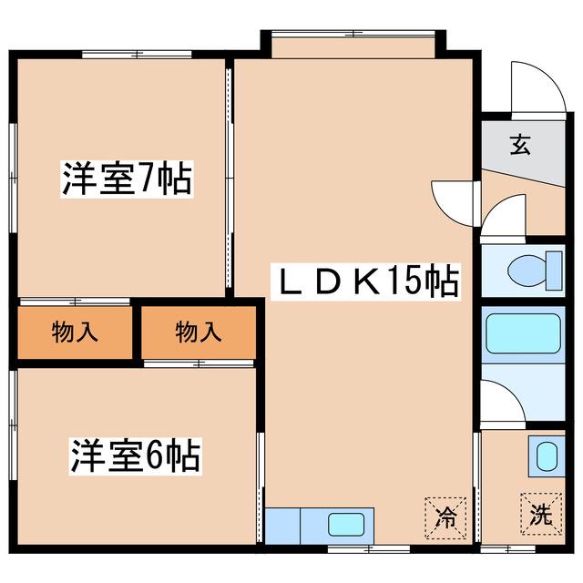 西川マンション(2LDK/2階)の間取り写真