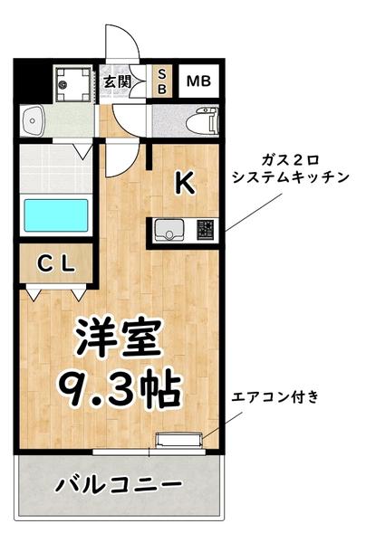 プロシード大阪西バロンドール(ワンルーム/9階)の間取り写真