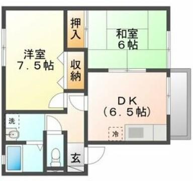 ハイツ志水(2DK/2階)の間取り写真