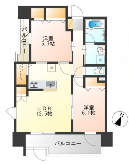 JOIE方南町(2LDK/1階)の間取り写真