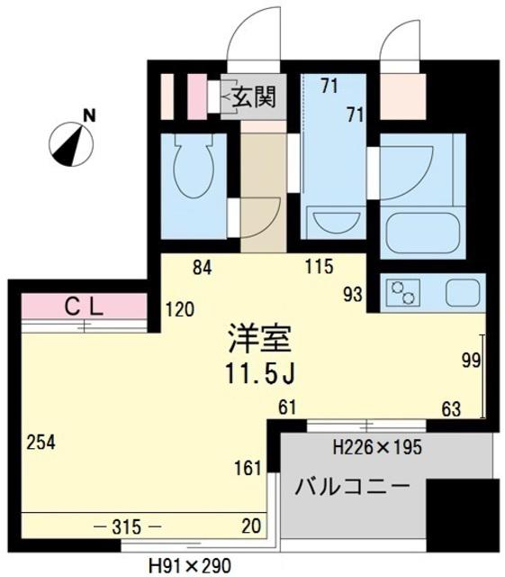 センチュリータイムズ(1K/6階)の間取り写真