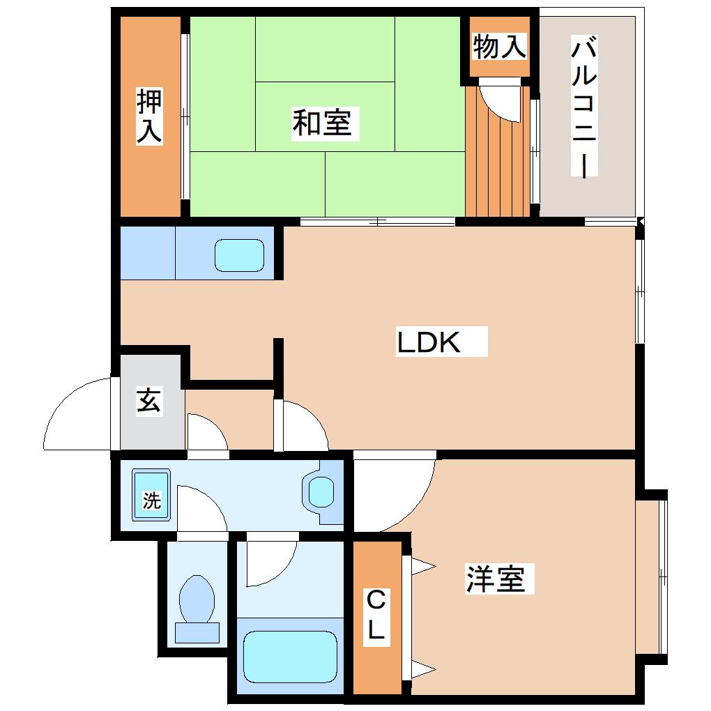 ヴィラ針惣(2LDK/3階)の間取り写真